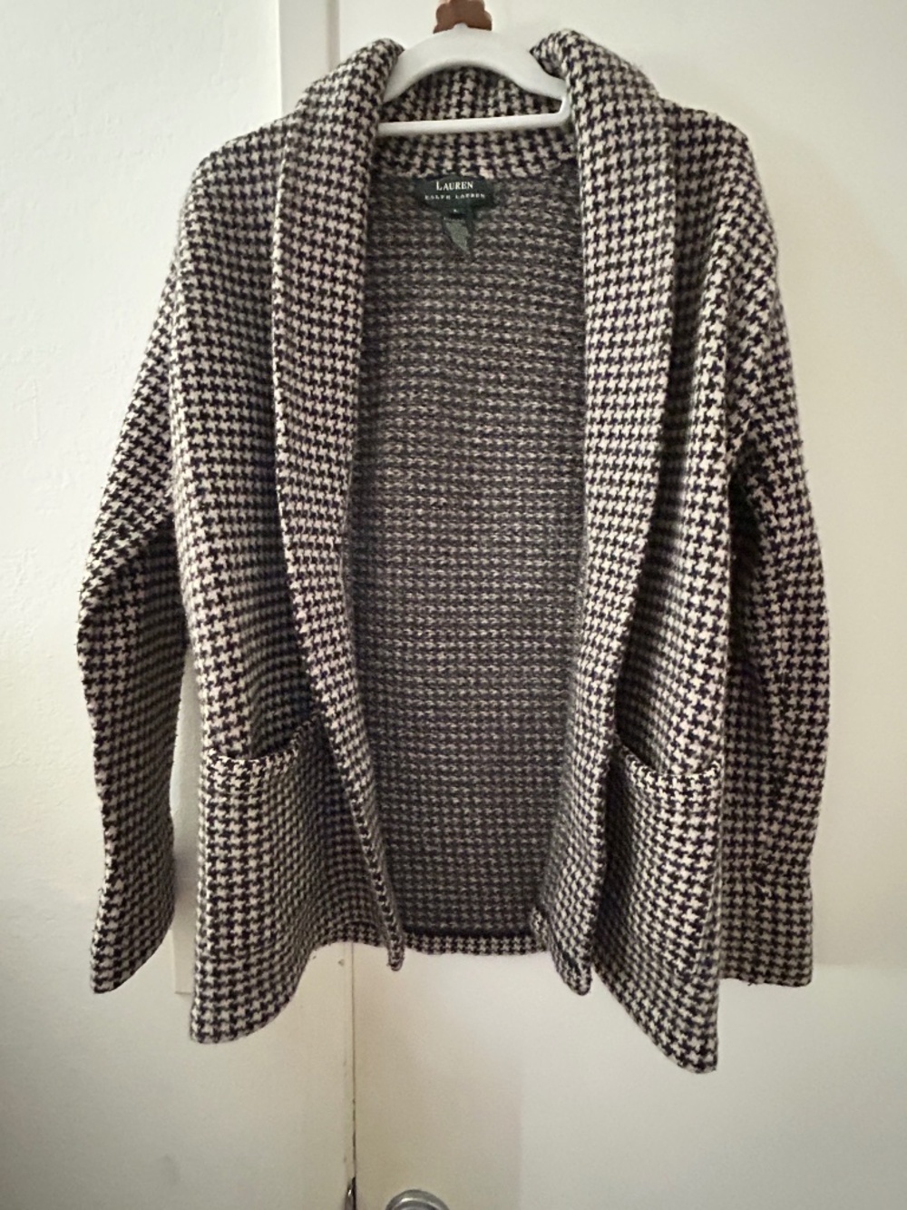 Vintage Lauren Ralph Lauren Coat Womens Large Black Wool Angora Cashmere Preppy